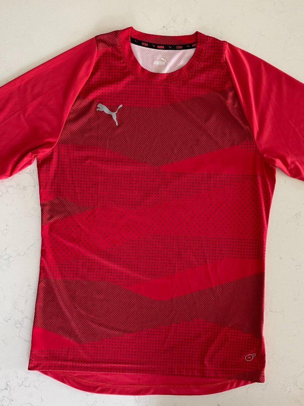 Puma Dry Cell SS Crew Nk Style# 655781 Poly Tech Performance Shirt Red Blk L